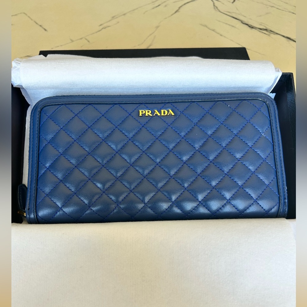 Prada Bluette Soft Calf Leather Wallet